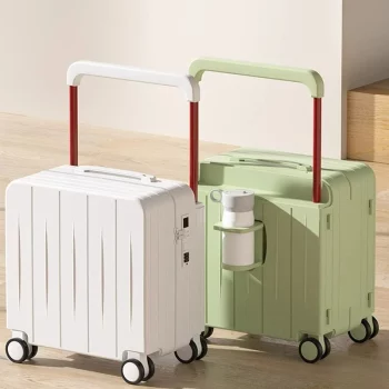 K1186 18/20 inch Boarding Box Wide Trolley Luggage Ultra-light 2025 New Password Cabin Bag Small Suitcase with USB Port Cup Holder