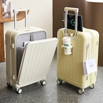 K1149 20inch Multi Functional Front Opening Luggage Compartment Charging Port Trolley Box Travel Box Aluminum Frame Mount Case