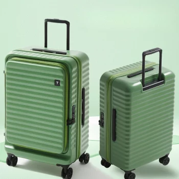 K1424 Front Opening ABS+PC Trolley Luggage Bag Zipper Large Size Wheeled Travel Suitcase