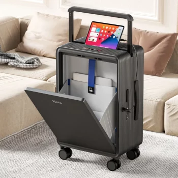 K1020 Front Laptop Pocket Suitcase Wide Handle Travel Suitcase