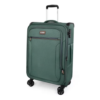 K1171 Suitcase Upright Spinner Green Softshell Lightweight Luggage