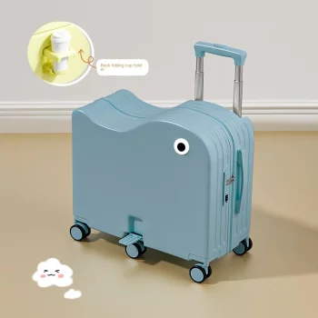 K1244 Children Luggage 2025 New Can Sit to ride for Girls Boys Code Mini 20 inch Travel Boarding Case Leather Folding Foot Pedal