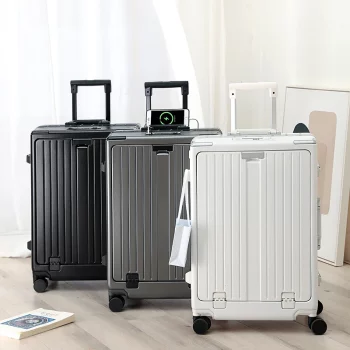K913 Front opening aluminum frame suitcase multi-function luggage