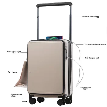 K1245 Large Capacity Travel Luggage Aluminum frame Suitcase pull rod Case