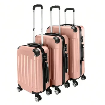K883 Luggage Set Trolley Spinner 20"/24"/28" Suitcase Hard Shell Rose Gold