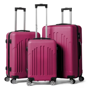 K1453 Curved Vertical Stripe 3-in-1 Trolley Case - Smoky Purple