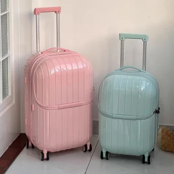 K860 Front Opening Carry on Luggage with Cup Holder Multifunction Suitcase