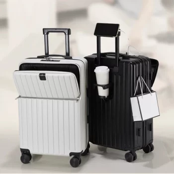 K1148 Multifunctional Front Opening Suitcase 20 Inch Boarding Box Laptop Luggage with Cup Holder Rechargeability Trolley Case