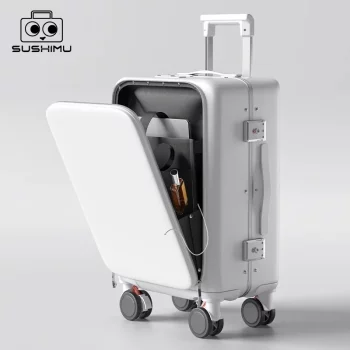 K1138 Suitcase Wide Handle Travel Suitcase 20''Carry-On Luggage Women PC Aluminum Frame Trolley Case