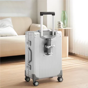K881 All Aluminum Magnesium Alloy Suitcase Luggage with Cup Holder
