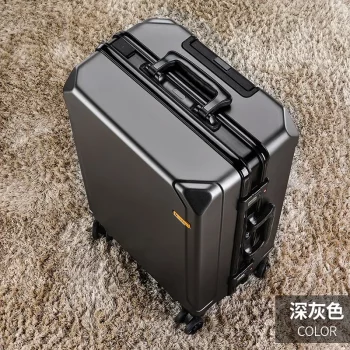 K1201 Fashion rolling luggage aluminum frame USB charging trolley suitcase