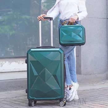KF7191108 Luggage set travel suitcase spinner wheels trolley luggage bag case Diamond Silver suitcase Women's