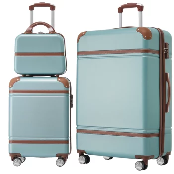 K1474 Hardshell Luggage Sets 3 Pieces 20"+28" Luggages and Cosmetic Case Spinner Suitcase