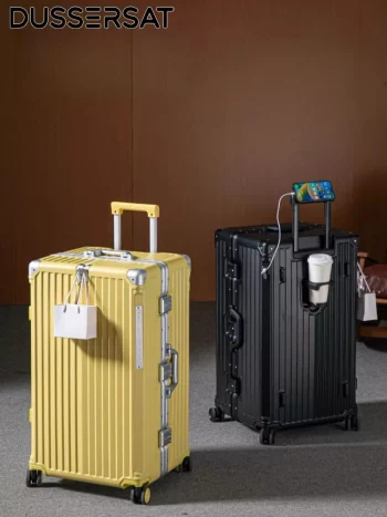 K1487 Durable Aluminum Frame Suitcase with Spinner Wheels Large Capacity Carry-On Travel Luggage
