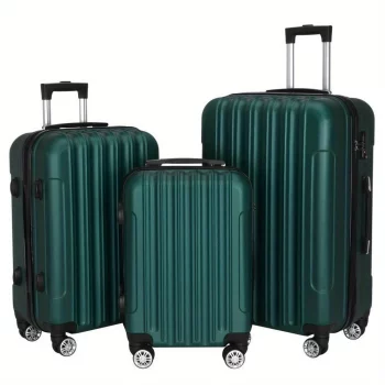K1498 Luggage Travel set ABS trolley Hard shell suitcase with TSA green lock