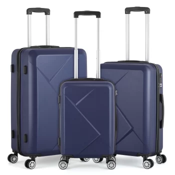 kk12312Luggage Set w/360° Spinner Wheels & Retractable Handle - Airline Approved Lightweight Suitcases