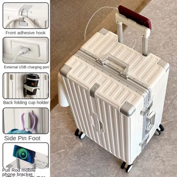 K921 Durable PC Rolling Luggage Aluminum Frame Trolley Case