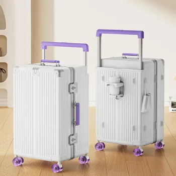K1404 Wide Handle Travel Suitcase Aluminum frame Carry-on Luggage Trolley Case