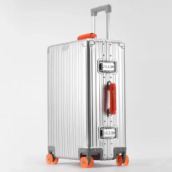 K1489 New All Aluminum-magnesium Alloy Suitcase with Spinner Wheel TSA Lock Leather Handle 20/24/29'' Travel Case