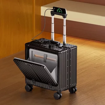 K1425 Luggage Suitcase 18/20 inch Front Opening Aluminum Frame Suitcase