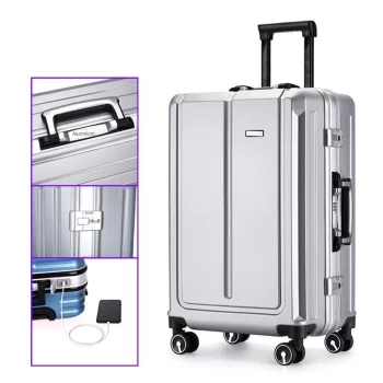 K1387 Scratch-resistant Aluminum Frame Trolley Case 20" Boarding Suitcase