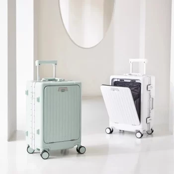 K1406 Front Open Luggage Aluminum Frame Trolley case Business 20 inch 24 inch boarding Computer Compartment Password Suitcase