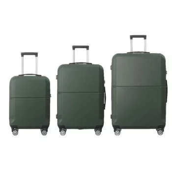 K1339 Green 3Piece Premium ABS Luggage Set20 24 and 28 Suitcases