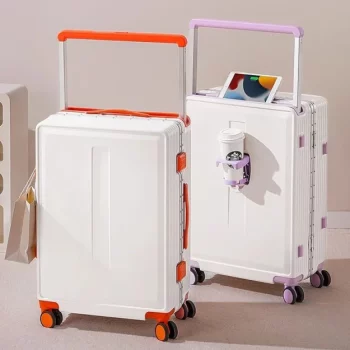 K1349 Wide Tie Rods Suitcase 20 inch Boarding Box Women's Aluminium Frame Large Capacity Luggage