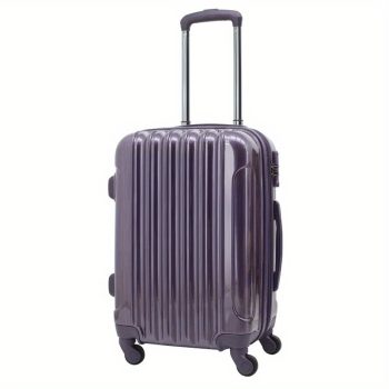 G0937 Carry-on luggage with TSA lock, 360° universal wheels and aluminum alloy telescopic handle - Lightweight hard shell suitcase, reinforced corners and expandable cabin bag, purple - Suitable for air travel, business and vacation, safe travel equipment, fashionable design, polycarbonate shell and durable ABS material