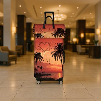 G000964 2-Piece Beach Sunset Print Luggage Set