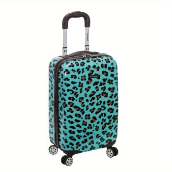 G0967 Adult Carry-On Hardshell Luggage - Turquoise and Brown Leopard, ABS Swivel 360° Wheels, Lightweight Checked Luggage, Airline Certified, Portable Travel Case,