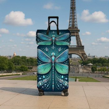 G000979 2-Piece Luggage Set with Brilliant Gemstone Dragonfly