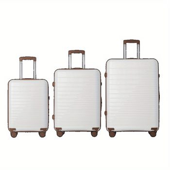 G0936 Large set of 3 pieces PP hard shell suitcase with universal wheels TSA lock lightweight business travel suitcase white