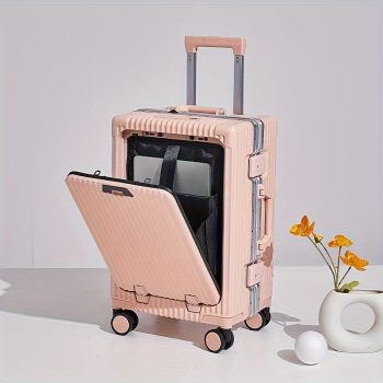 G0995 Aluminum frame multifunctional trolley case with side handles, USB, cup holder, mobile phone holder, side hook, considerate corner protection, a must-have for men and women traveling