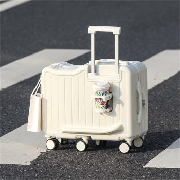 G01010Small portable suitcase, interesting cabin luggage, universal wheels with cup holder
