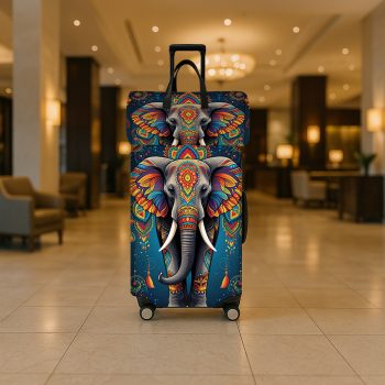 G000971 2-Piece Colorful Elephant Print Luggage Set