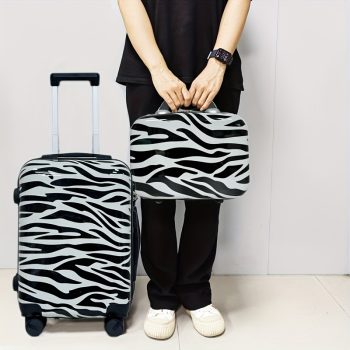 G000942 14+20 inch two-piece zebra print suitcase with swivel wheels, cabin suitcase