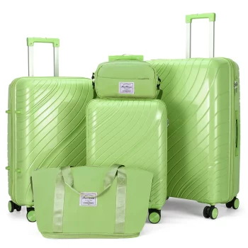 K1852 Luggage Sets 5 Piece, PP Hardshell Suitcase Sets with Bags, Carry on Checked Luggage