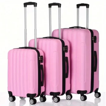K1602 3Pcs Spinner Luggage Set Travel Rolling Suitcase Trolley Case 20/24/28 inch Pink