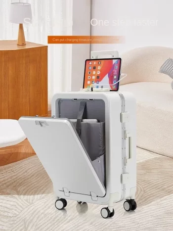 K1588 Front Opening Travel Suitcase Aluminium Frame New Trolley Case 20 inch Multifunction Suitcase