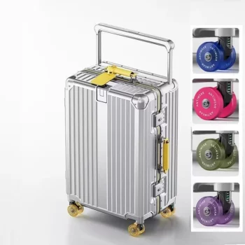 K1955 Wide Handlebar Travel Balance Trolley Suitcase with Colorful Silent Wheels TSA Lock Rolling Luggage