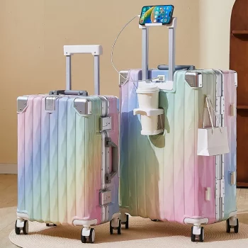 K1930 Female 20 inch luggage case, new large capacity suitcase, 24 aluminum frame travel case