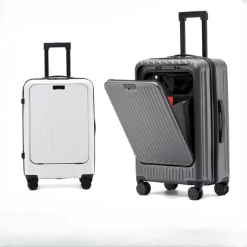 K1646 Multifunction Travel Suitcase on Wheels Zipper Closure Matte Scratch-Resistant Durable Cup Holder