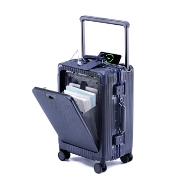 K1767 Travel Suitcase Aluminum frame Wide Trolley Case Carry-on Luggage with Cup Holder 20Inch Boarding Box