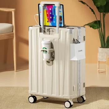 K1611 Multifunctional suitcase female rechargeable hanging bag pull rod luggage