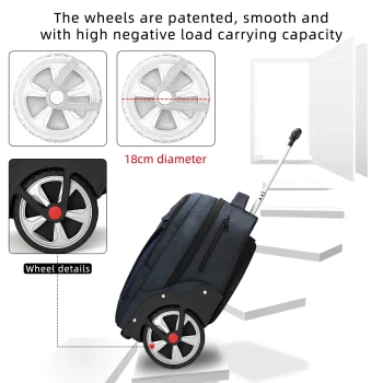 K1777 Large Capacity Travel Backpack With Wheels Hidden Pull Rod Waterproof Backpack