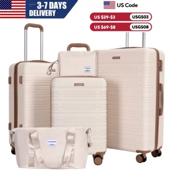K1711 Luggage Sets 3-Piece Suitcases with Double Spinner Wheel,Suitcase Set ABS Hard Case Luggage