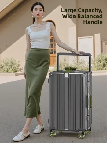 K2057 New Large Capaci Travel Suitcase Aluminum Frame Wide Pull Rod 20 Inch Boarding Box