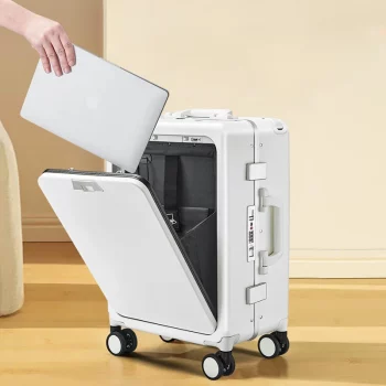 K1921 Wide Tie Rods Multifunction Trolley Luggage Bag Aluminum Frame Travel Suitcase on Wheels