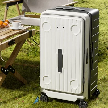 K1569 Outdoor luggage with extra-large wheels side-opening integrated deep compartment trolley case